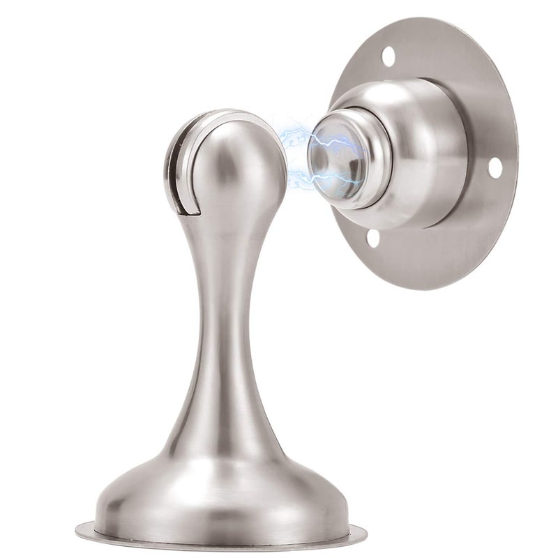 A'SHOP Magnetic Door Stop 4 Pack Brushed Nickel No Drilling Needed 3M Adhesive or Screw Mount Soft-Catch Magnetic Door Holder for Home & Office - Image 4